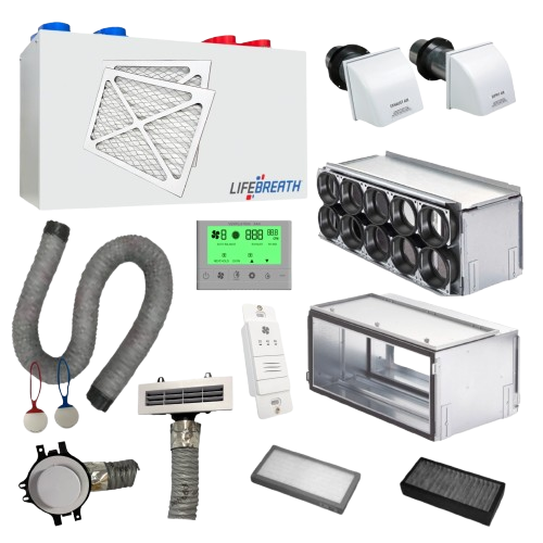 LifeBreath 10-Port bedroom ERV system kit with Zehnder ComfoWell distribution manifold